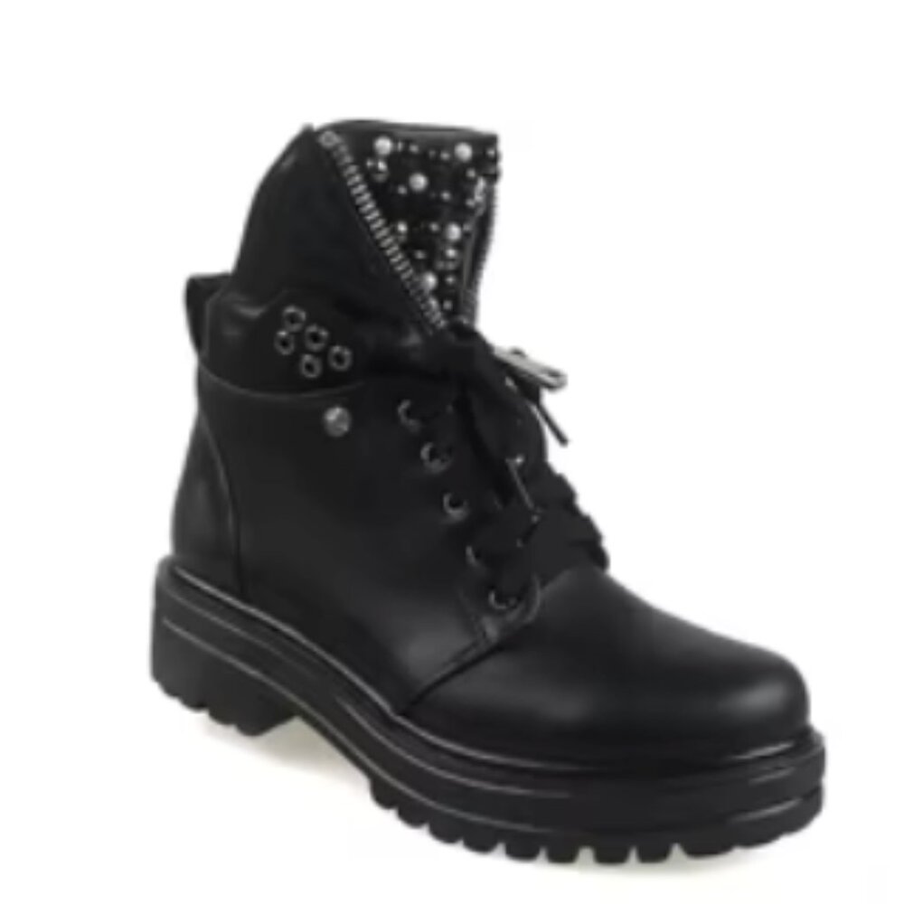 SHEIN Pearl Décor Combat Boots (Size 6 / US 6.5) * Black